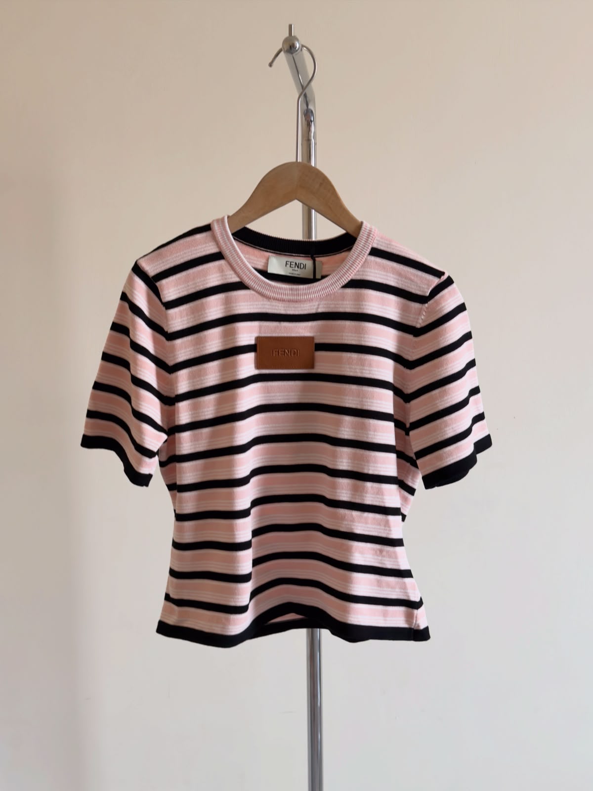 Fendi Knitted T-Shirt - Pink, White