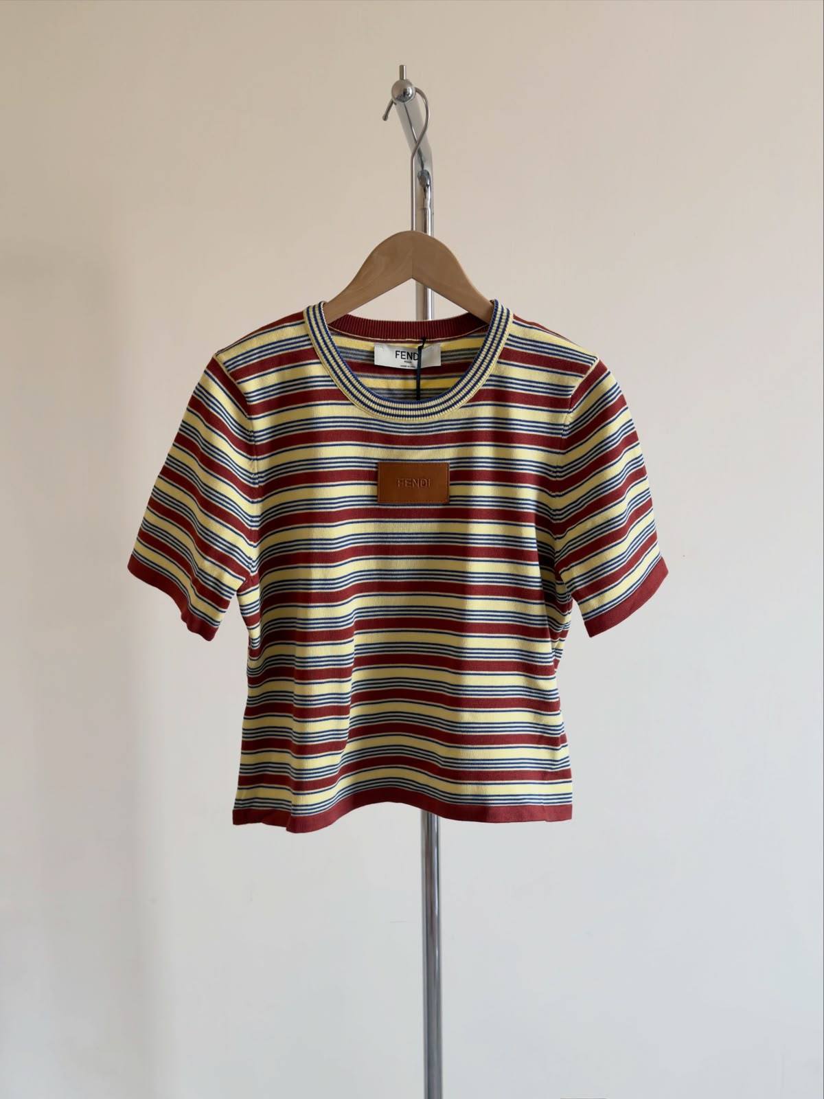 Fendi Knitted T-Shirt - Pink, White