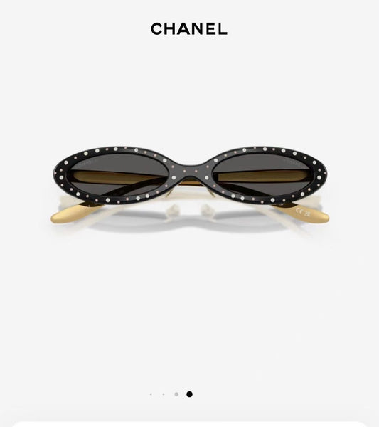 Chanel Studded Oval Sunglasses - 