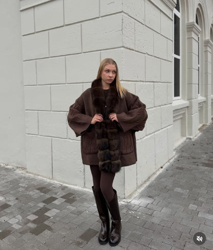 Loro Piana Cable-Sleeve Coat - Brown