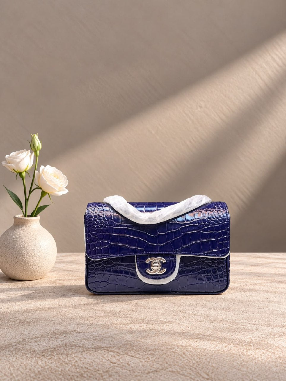 Chanel Shoulder Bag - Navy Embossed