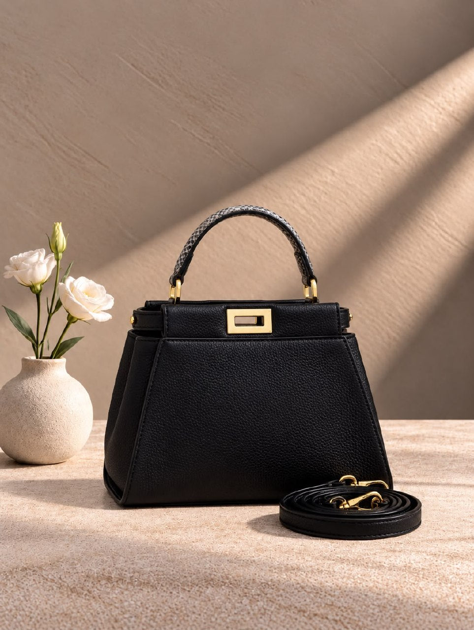 Fendi Clean-Panel Handbag - Black