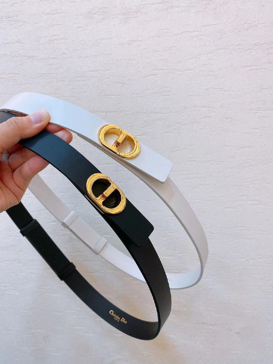 Dior Belt Oval Buckle - White, Black
