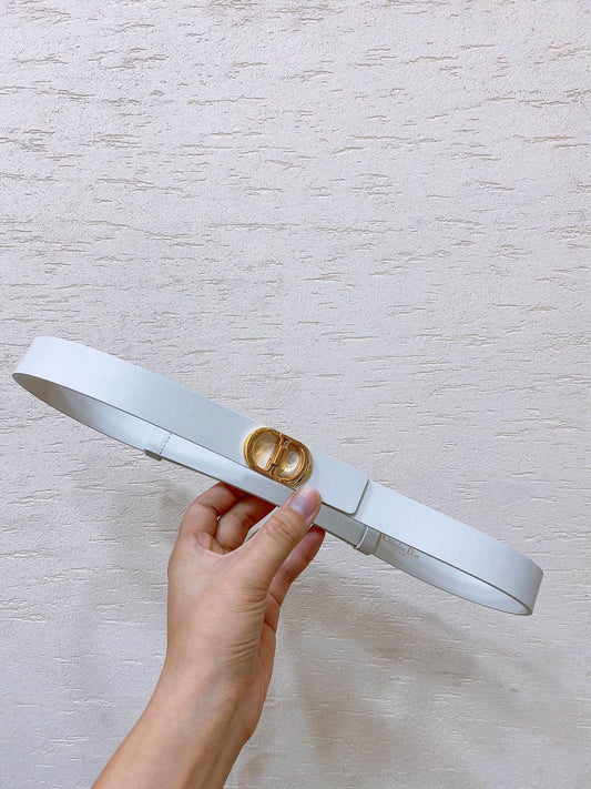 Dior Belt Oval Buckle - White, Black