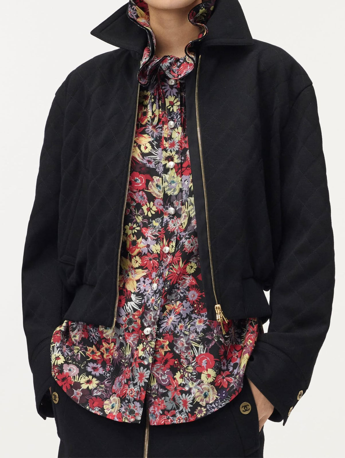 Chanel Quilted Bomber Jacket - Black