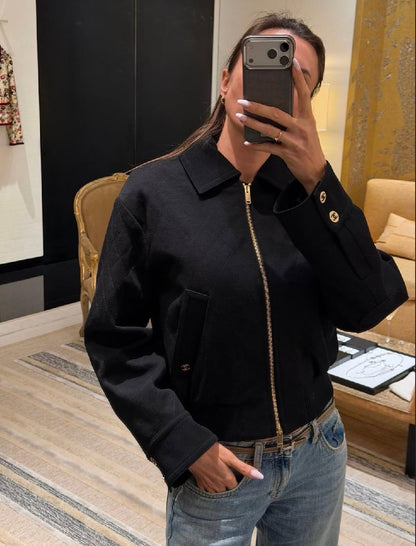 Chanel Quilted Bomber Jacket - Black
