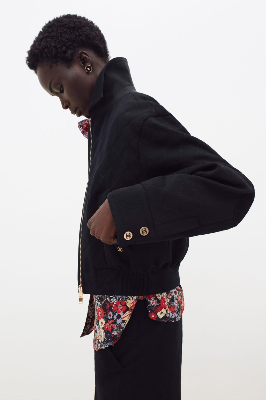 Chanel Quilted Bomber Jacket - Black