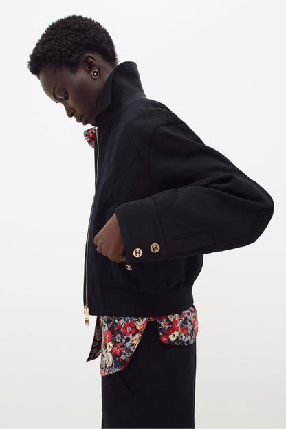 Chanel Quilted Bomber Jacket - Black