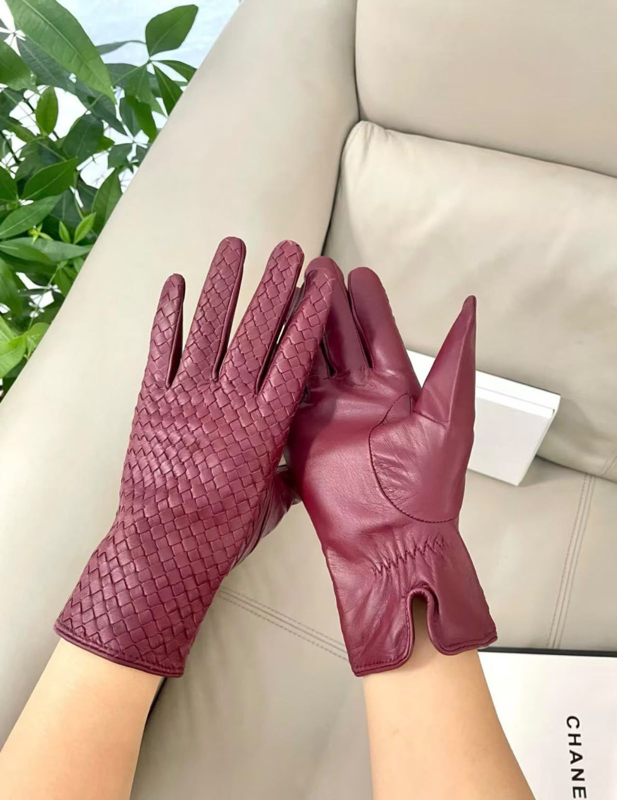Bottega Veneta Woven Gloves - Burgundy