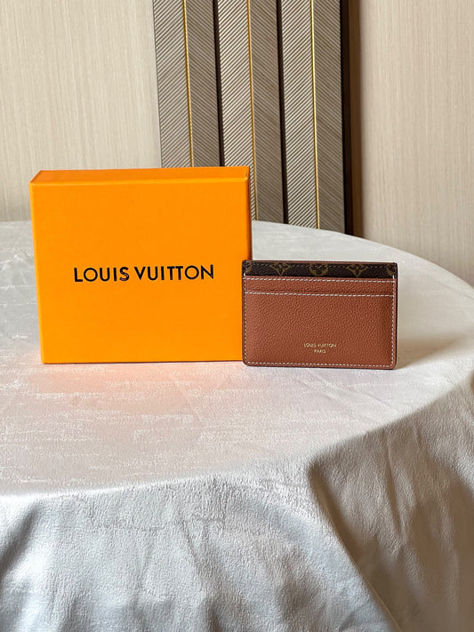 Louis Vuitton Band-Trim Card Holder - Brown