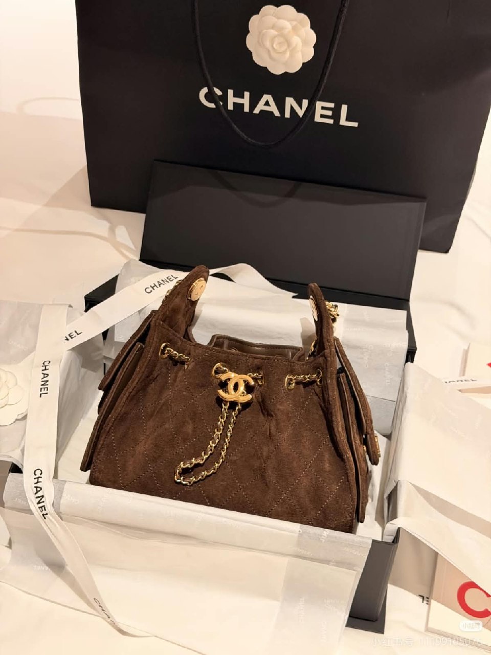 Chanel Drawstring Shoulder Bag - Brown