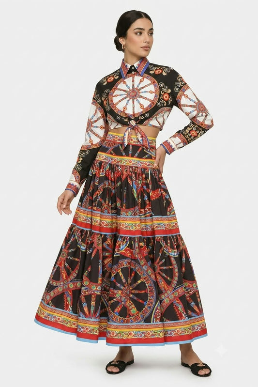 Dolce & Gabbana Printed Shirt And Skirt Set - Black