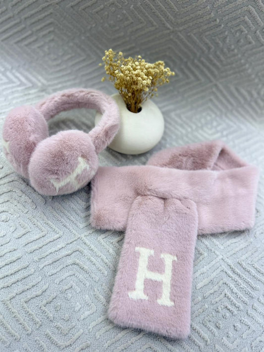 Hermès Scarf & Earmuffs - Pink