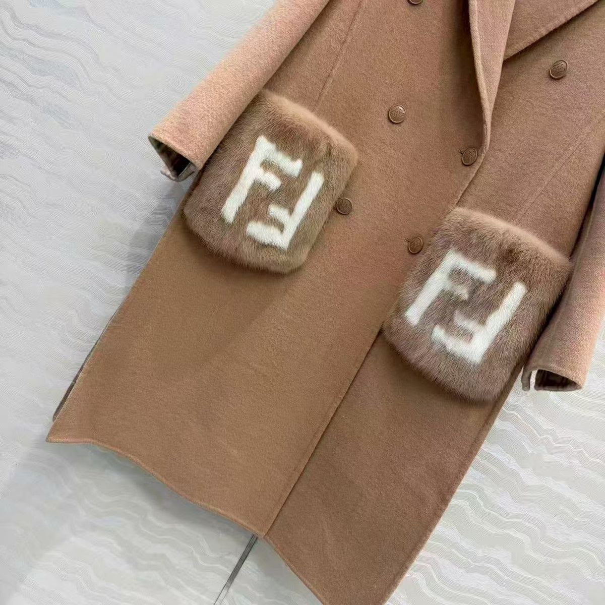 Fendi Double-Breasted Coat - Beige