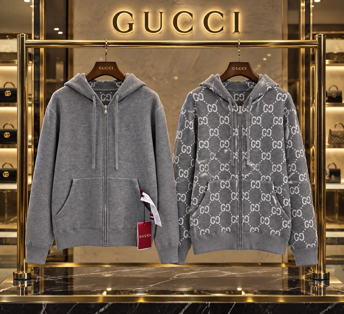 Gucci Hooded Jacket - Grey Monogram