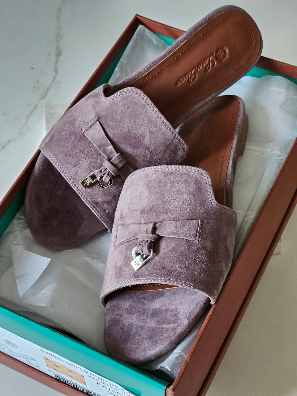 Loro Piana Bow Detail Slippers - Purple