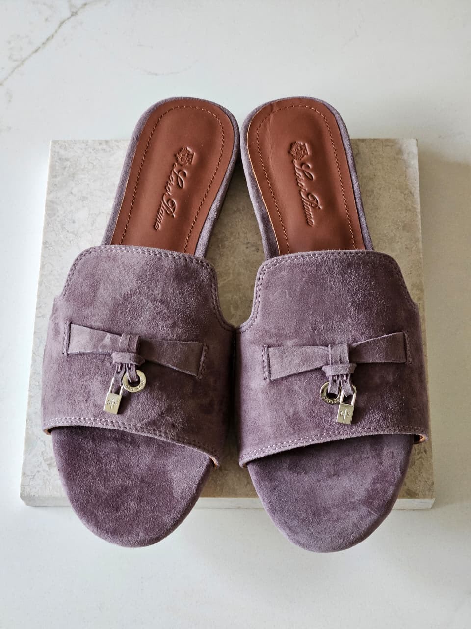 Loro Piana Bow Detail Slippers - Purple