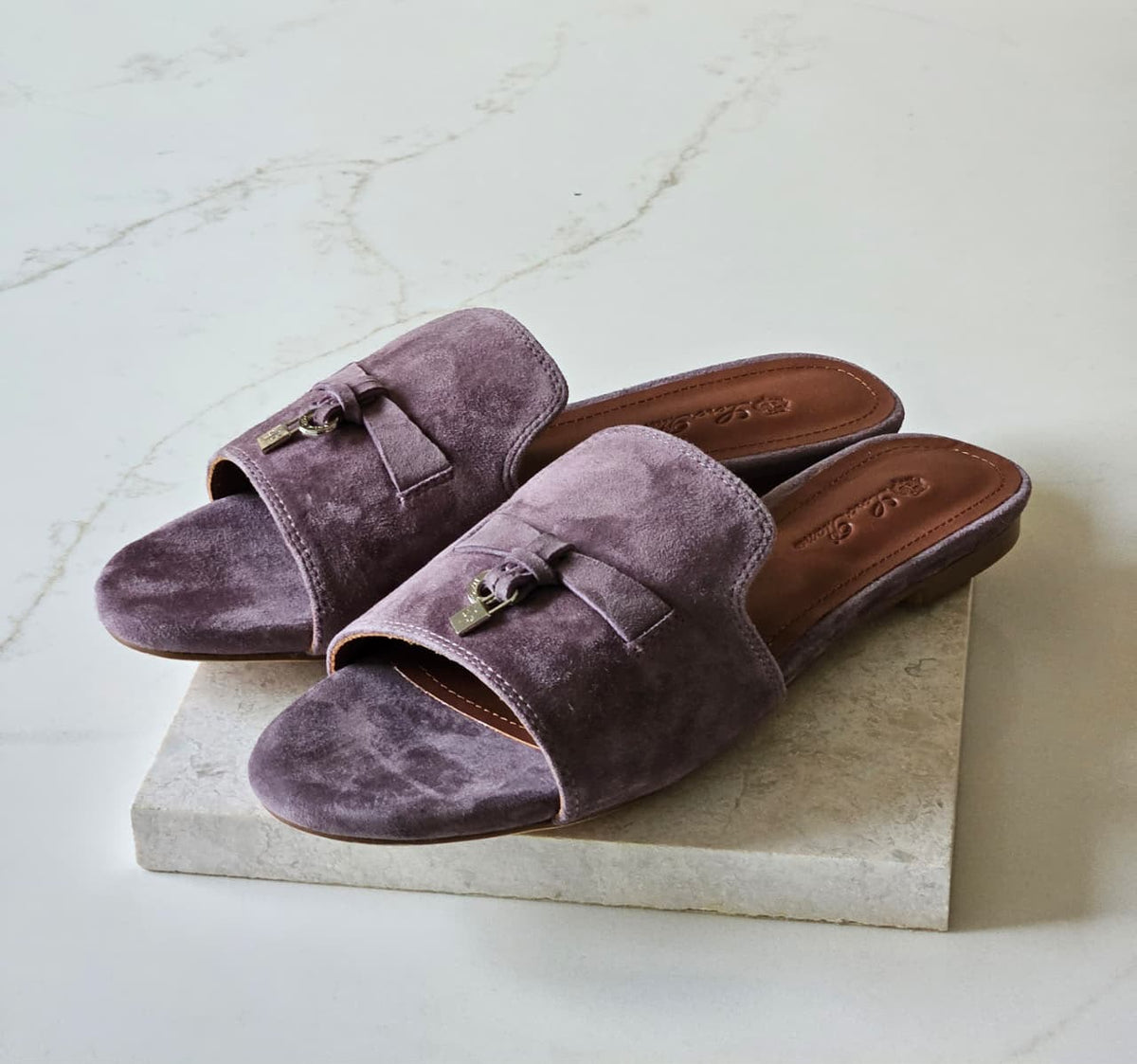 Loro Piana Bow Detail Slippers - Purple