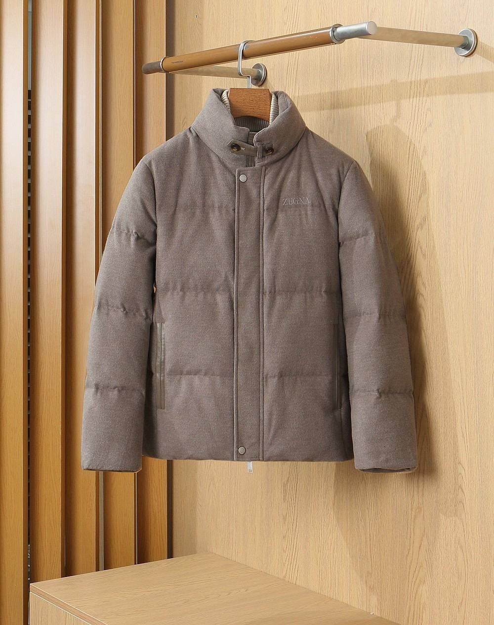 Zegna High-Collar Puffer Jacket - Beige
