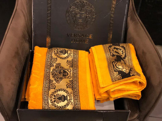 Versace Medallion-Border Towel Set - Orange