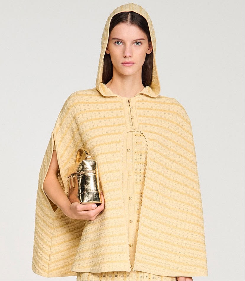 Sandro Hooded Cape - Beige