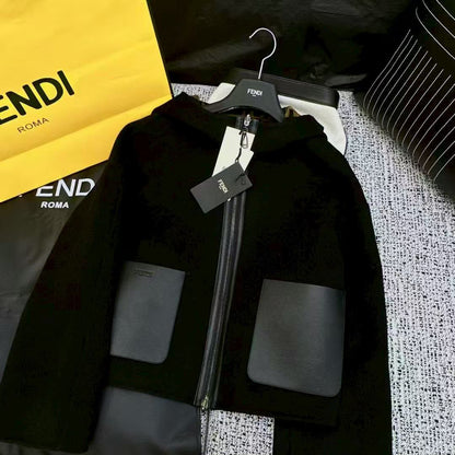 Fendi Contrast-Pocket Hooded Jacket - Black