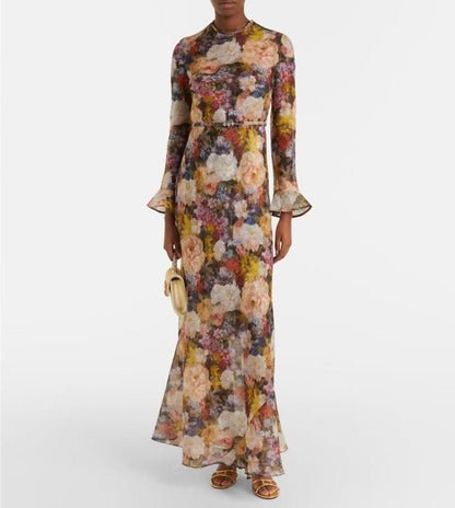 Zimmermann Belted Ruffle-Cuff Dress - Multi