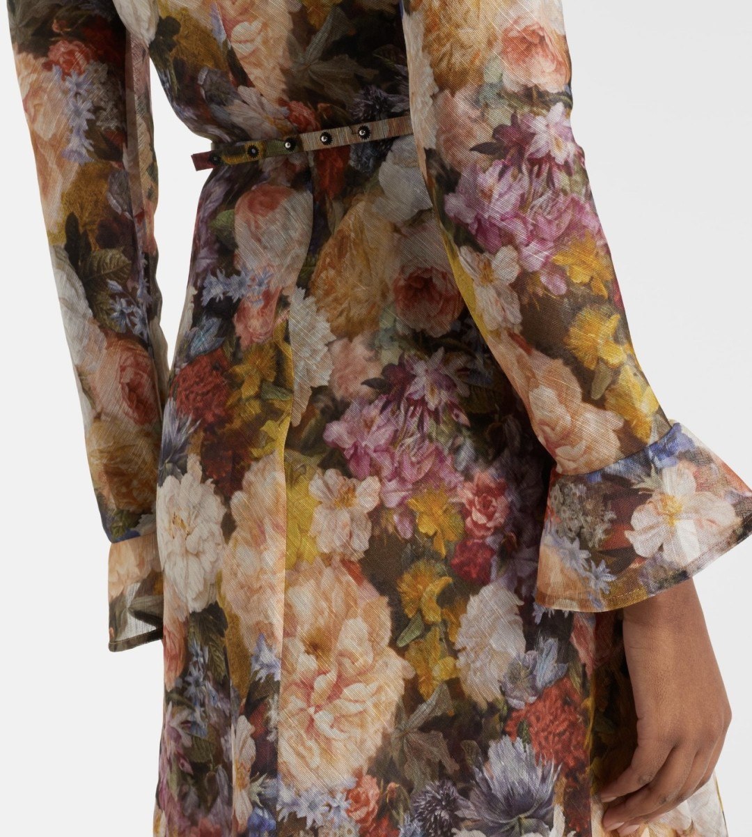 Zimmermann Belted Ruffle-Cuff Dress - Multi