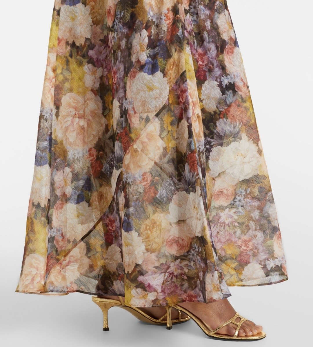 Zimmermann Belted Ruffle-Cuff Dress - Multi
