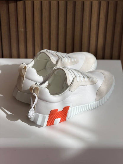 Hermès Ribbed Sole Sneakers - White & Beige