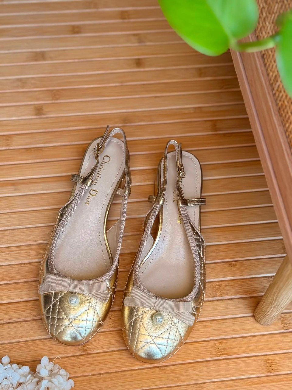 Dior Quilted Ballerina - Gold
