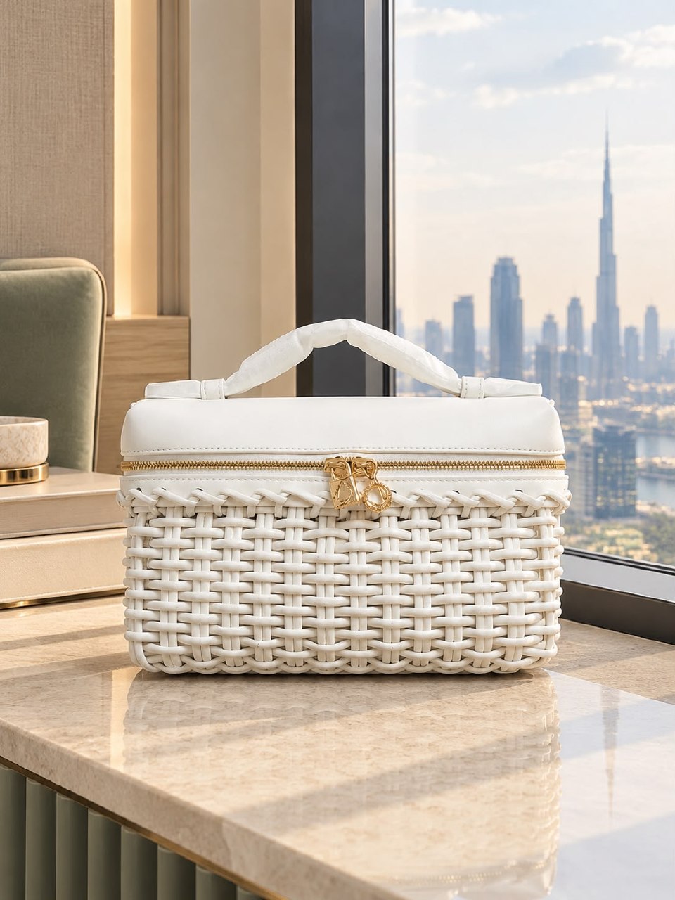 Loro Piana Woven Top-Handle Handbag - White