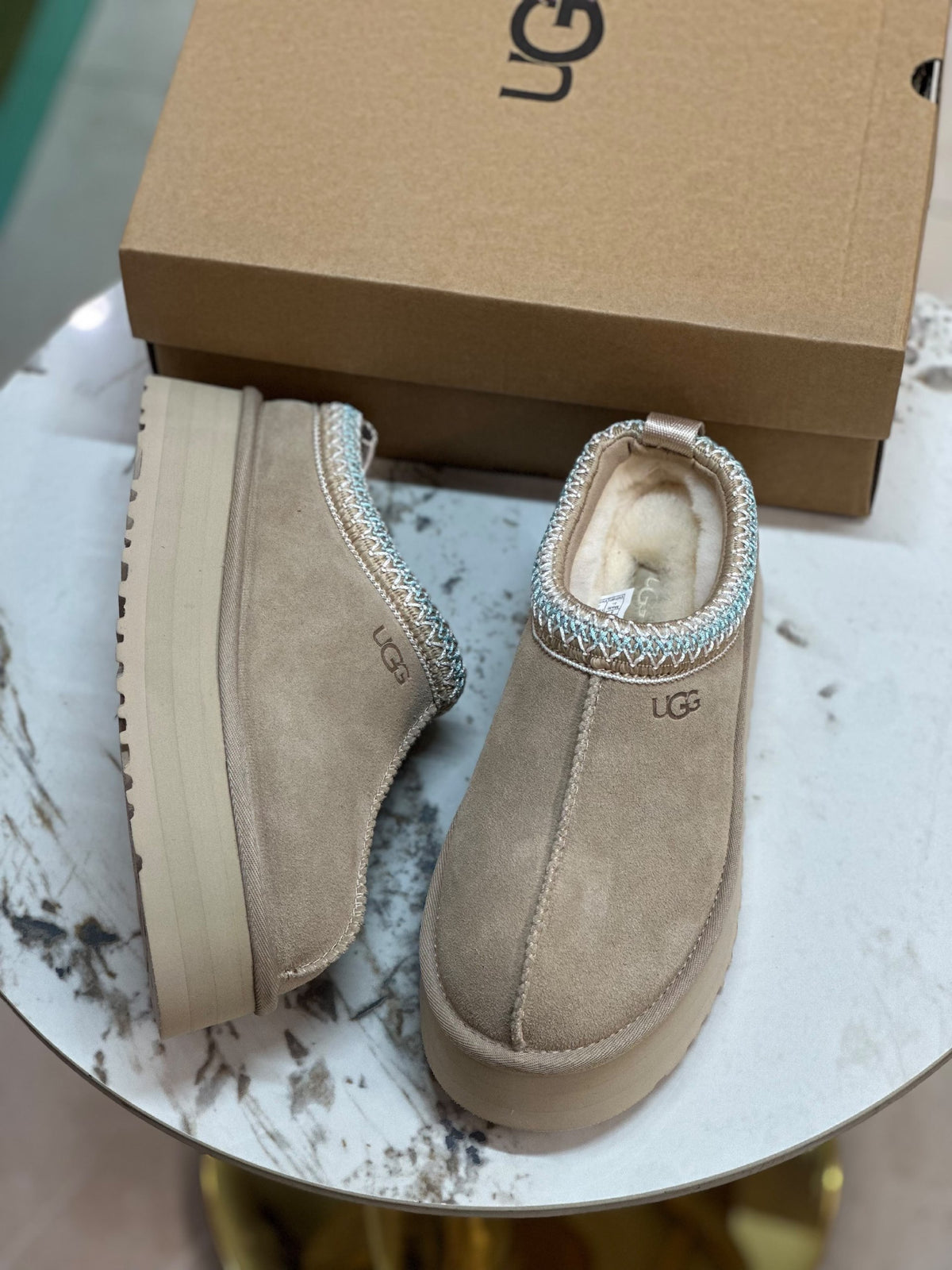 UGG Braided-Trim Slippers - Beige
