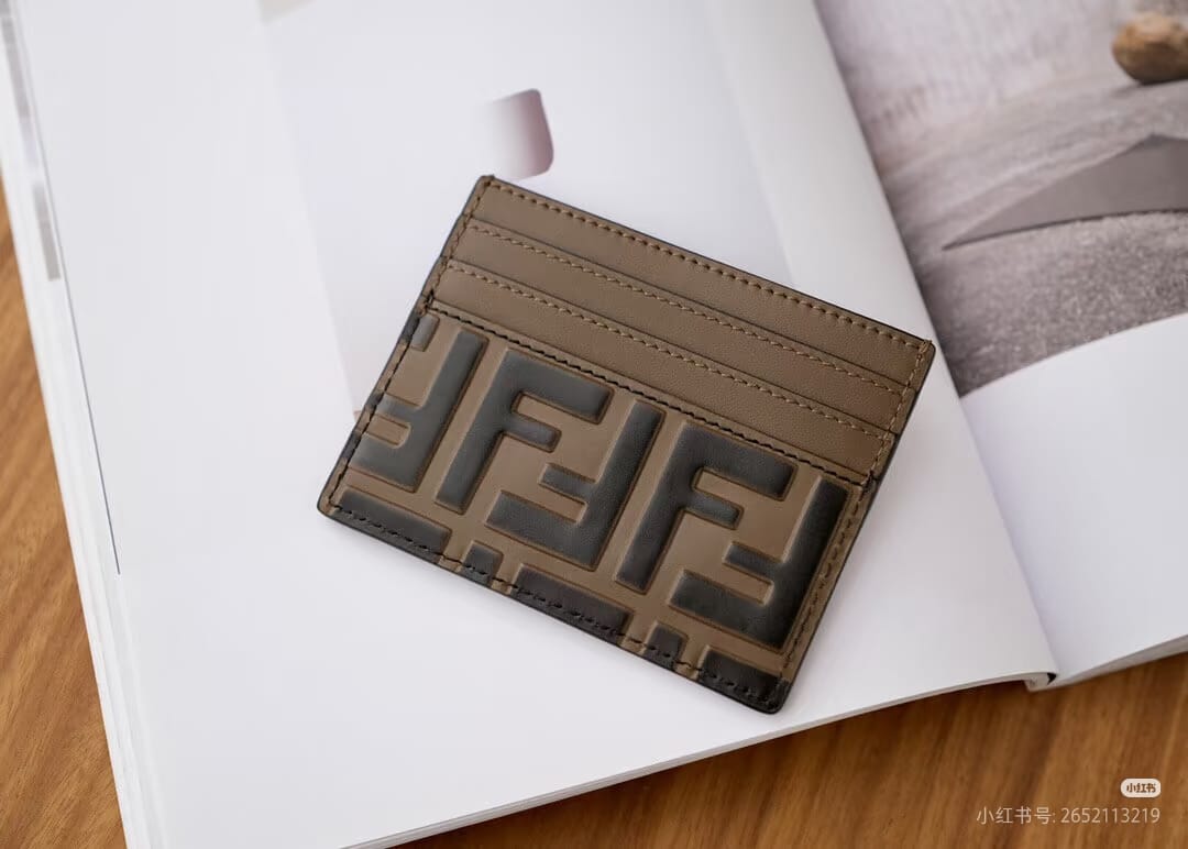 Fendi FF-Pattern Card Holder - Brown