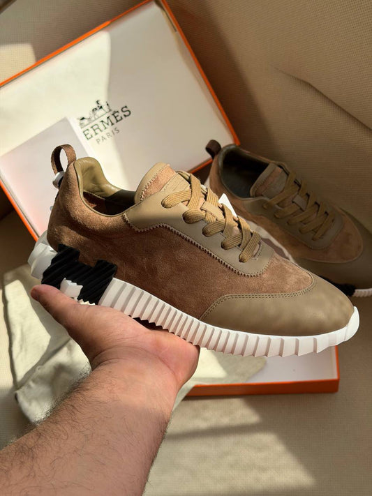 Hermes Sneakers - Beige & Brown