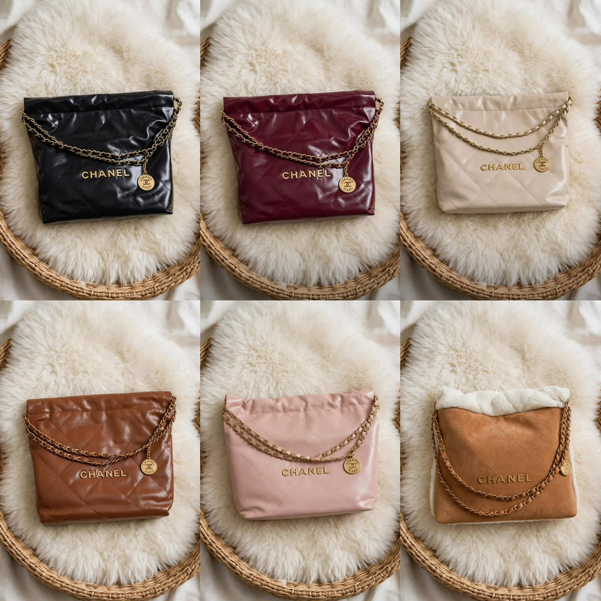Chanel Quilted Chain Shoulder Bag - Black, Beige, Burgundy, Brown, Pink, Brown Suede