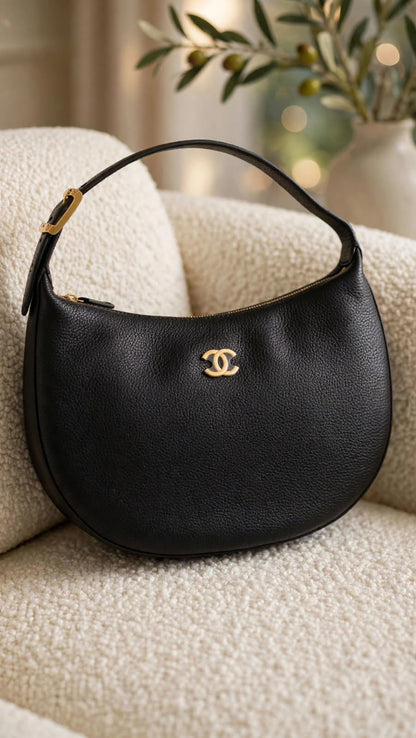 Chanel Crescent Shoulder Bag - Black, Brown