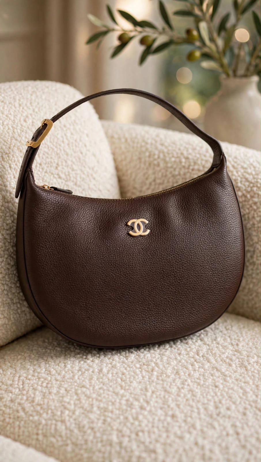 Chanel Crescent Shoulder Bag - Black, Brown