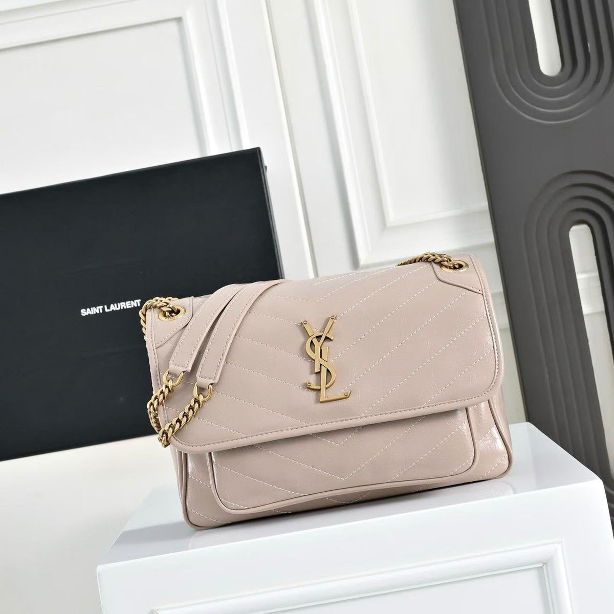YSL Shoulder Bag - Light Beige