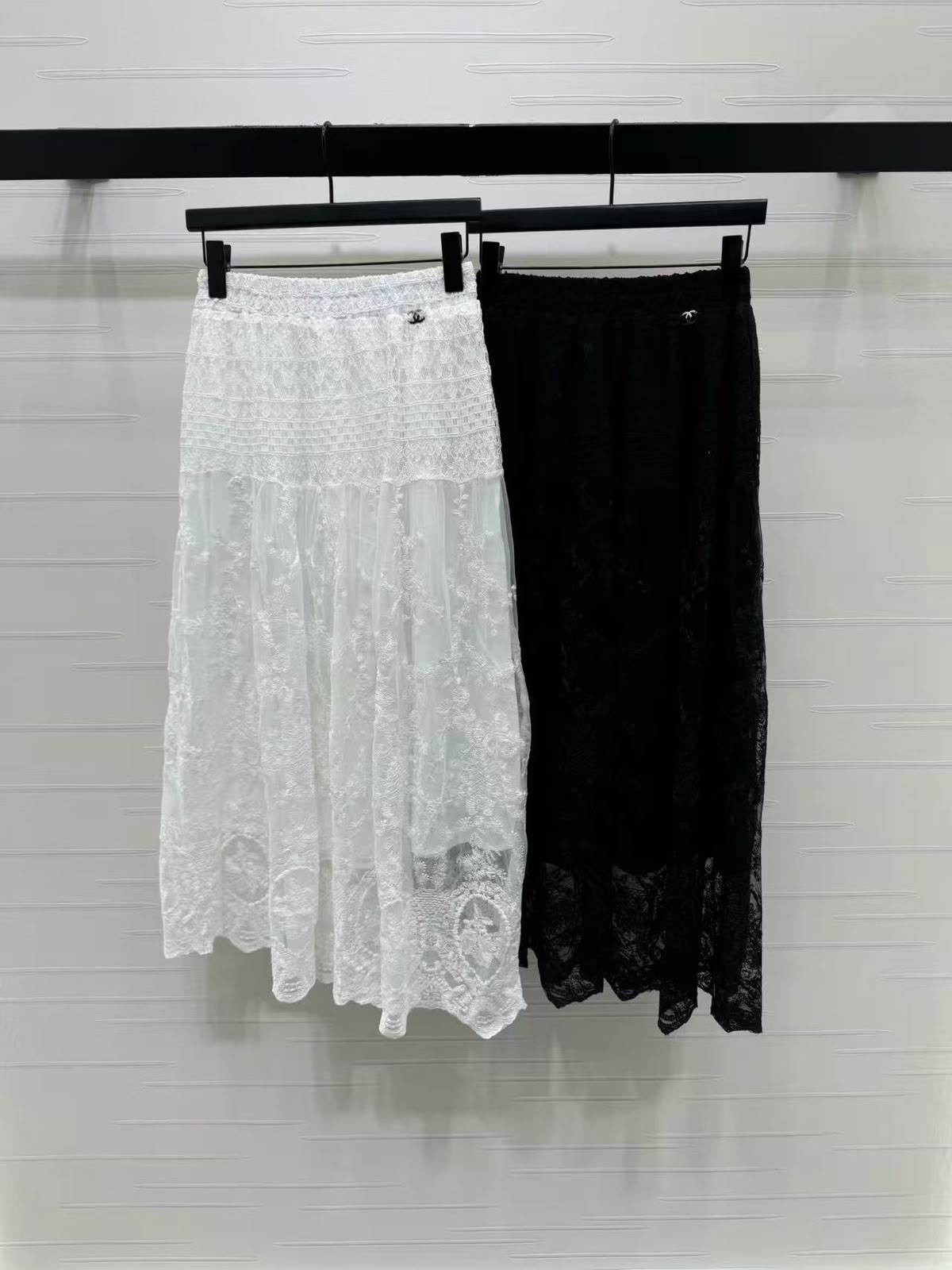 Chanel Lace Skirt - Black, White