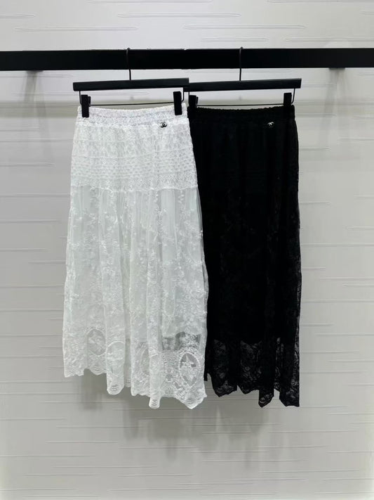 Chanel Lace Skirt - Black, White