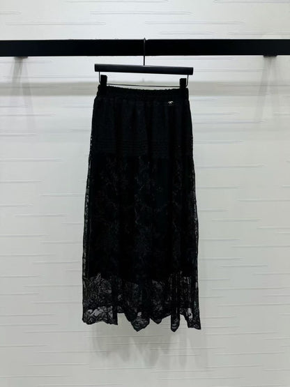 Chanel Lace Skirt - Black, White