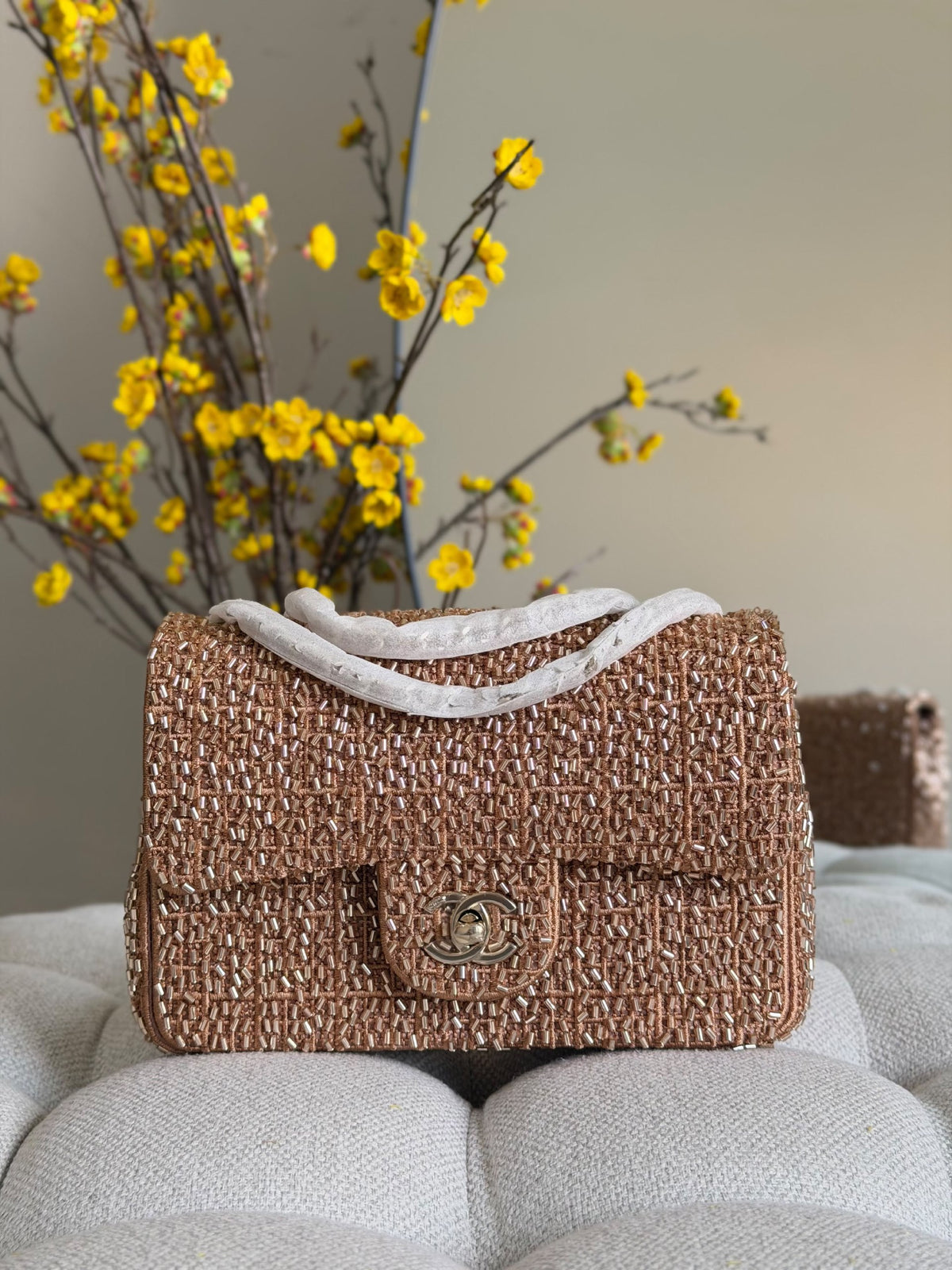 Chanel Beaded Flap Handbag - Silver, Gold