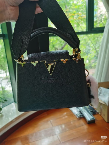 Louis Vuitton Fleur-Trim Handbag - Black, Dark Grey