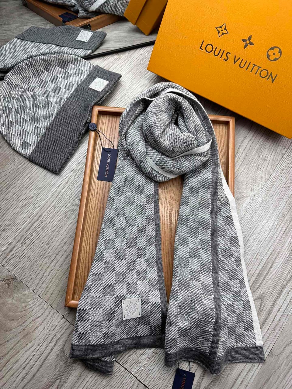 Louis Vuitton Scarf & Beanie - Grey