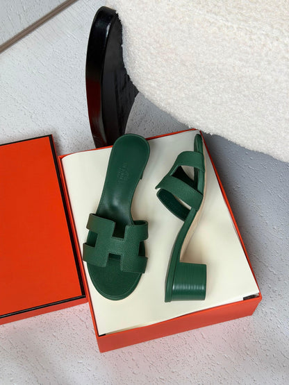 Hermès H-Strap Heels - Green