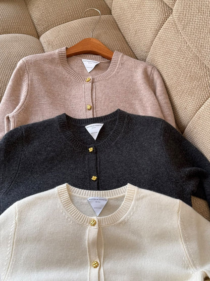 Bottega Veneta Cardigan - Beige, Dark Grey, White