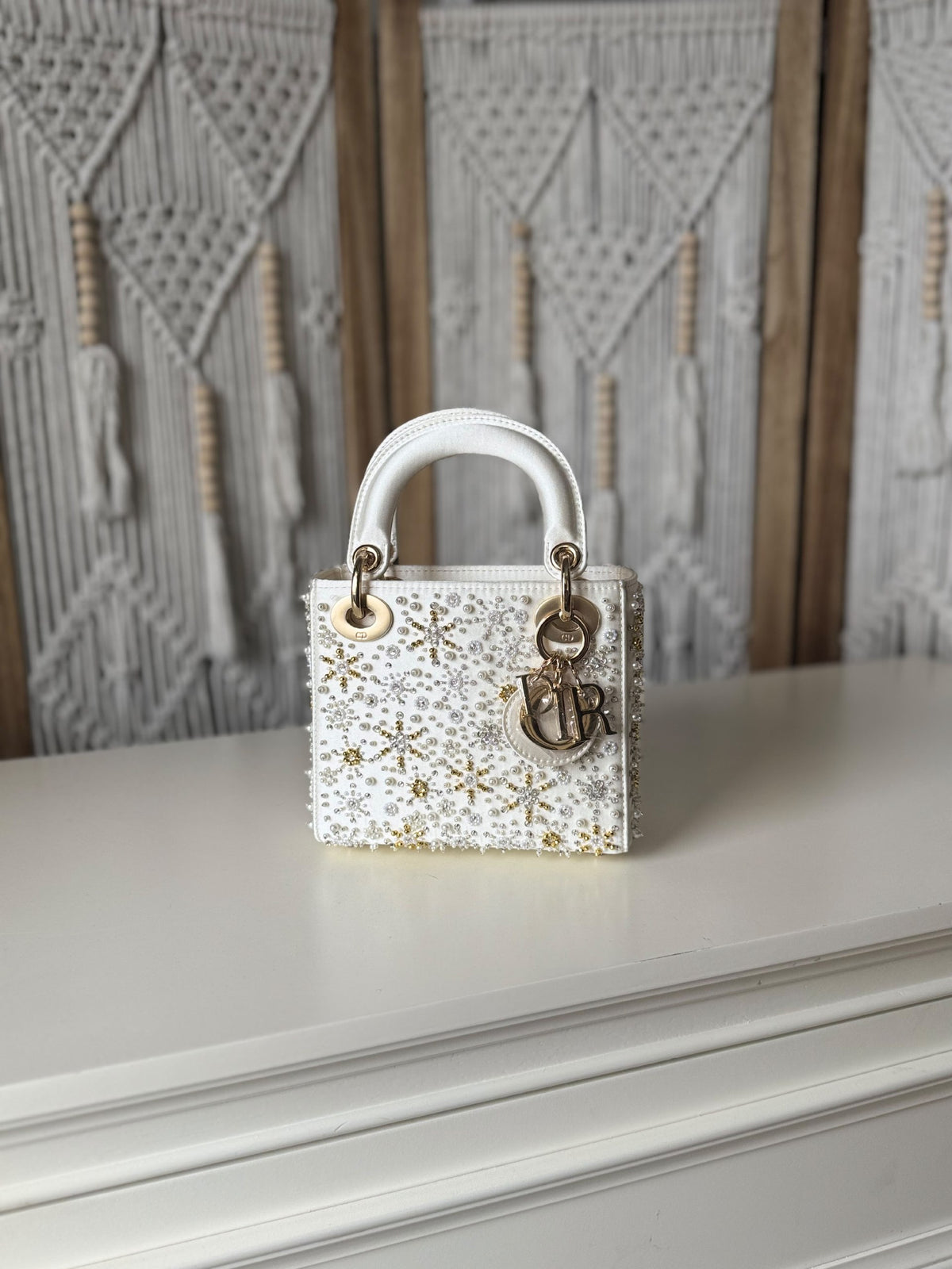 Dior Structured Top-Handle Handbag - White