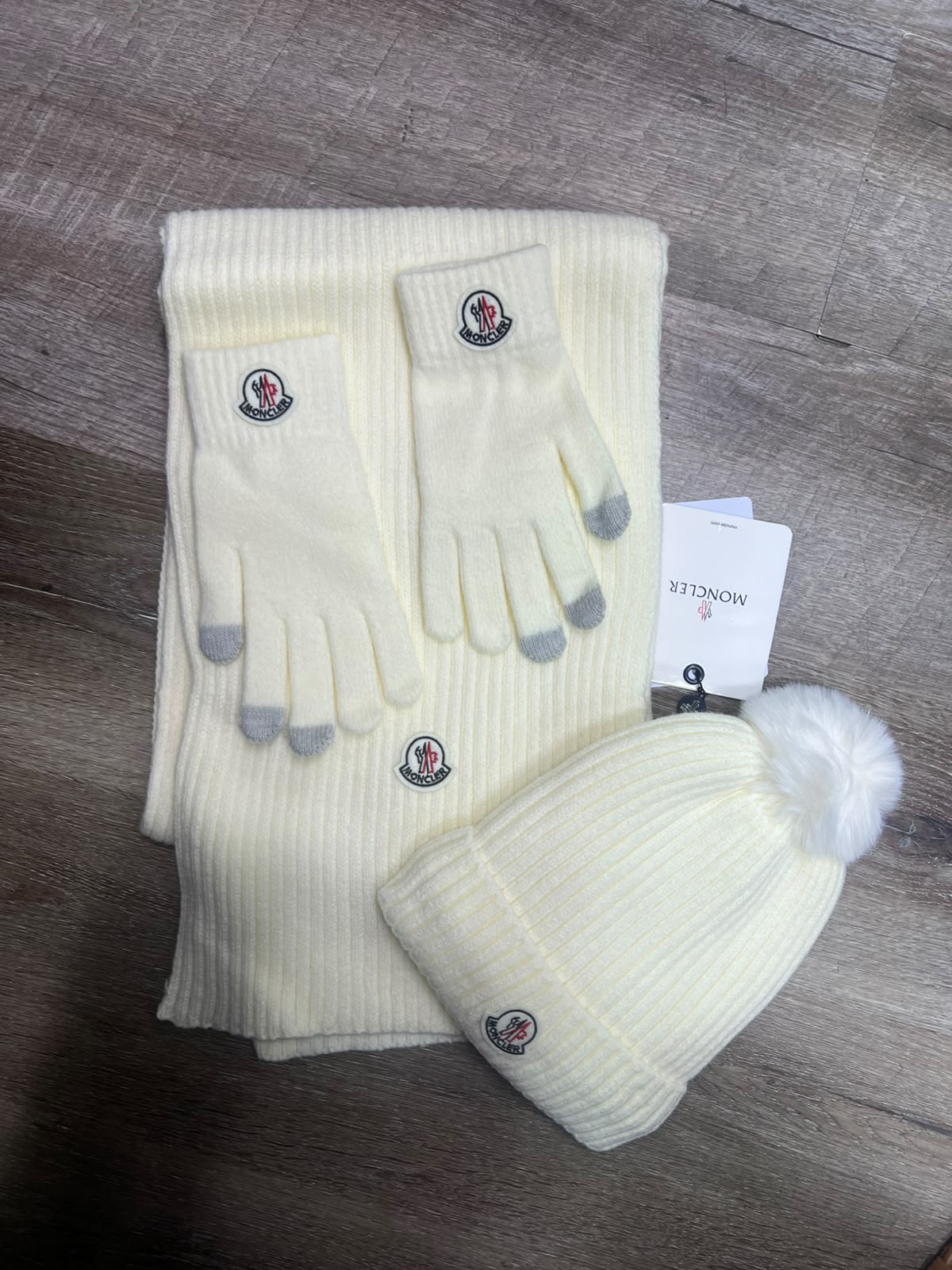 Moncler Scarf & Beanie - White