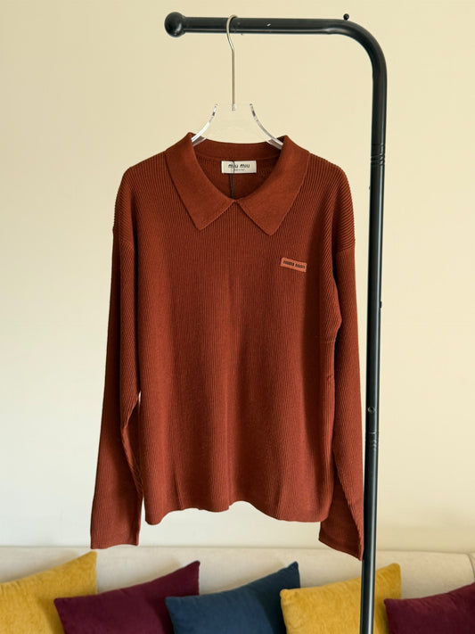 Miu Miu Polo Sweater - Brown